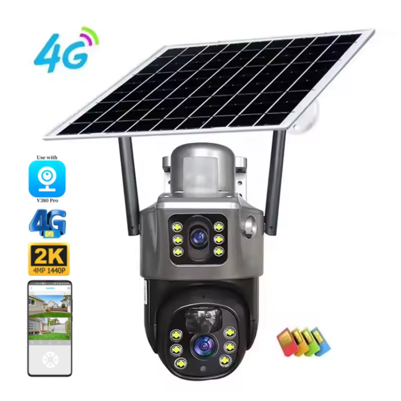 Ip Camera 4K 8Mp Outdoor Ptz - Telecamera con scheda 4G a doppio