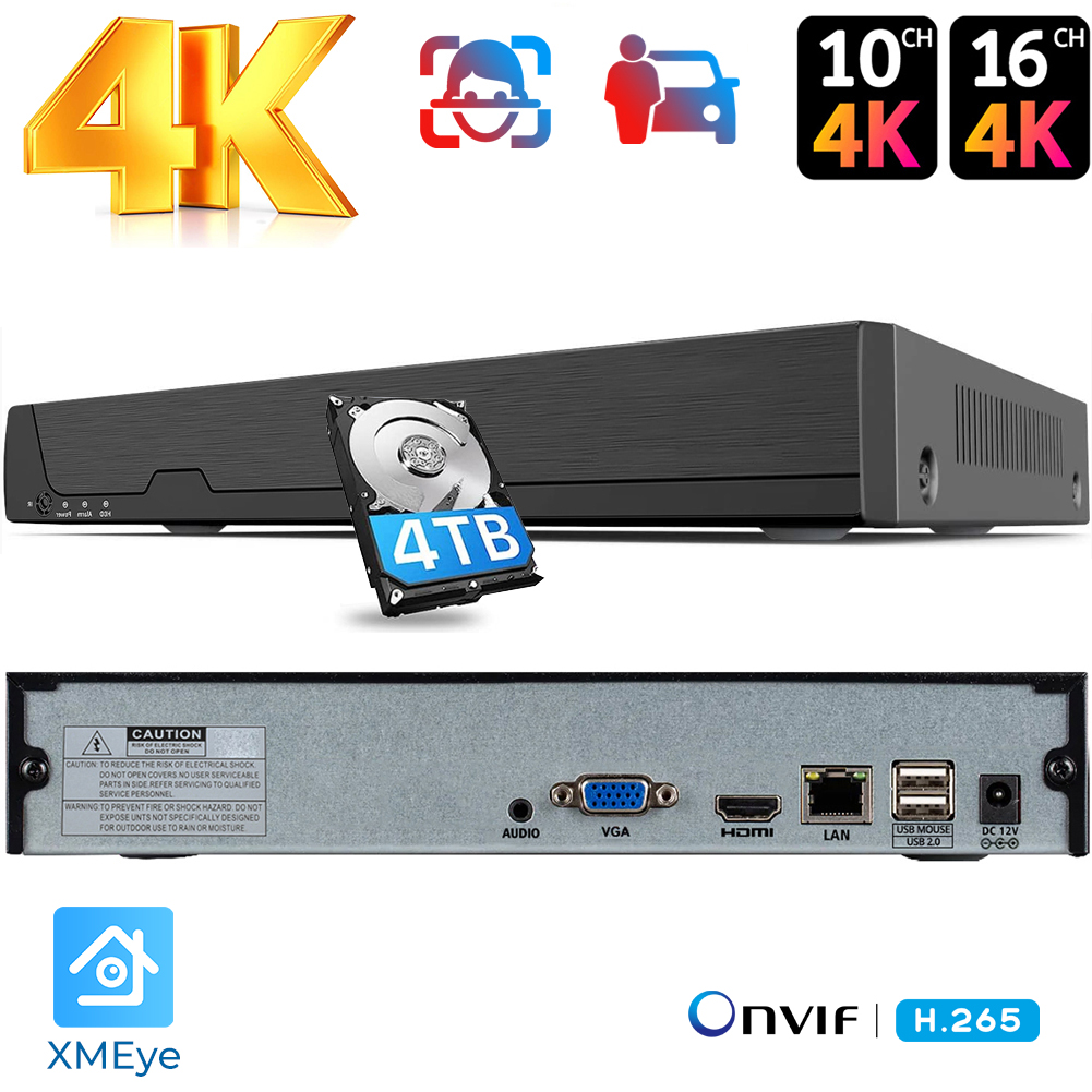 Nvr 16 Channel 4K H265 - Videoregistratore di rete 4K 16CH NVR
