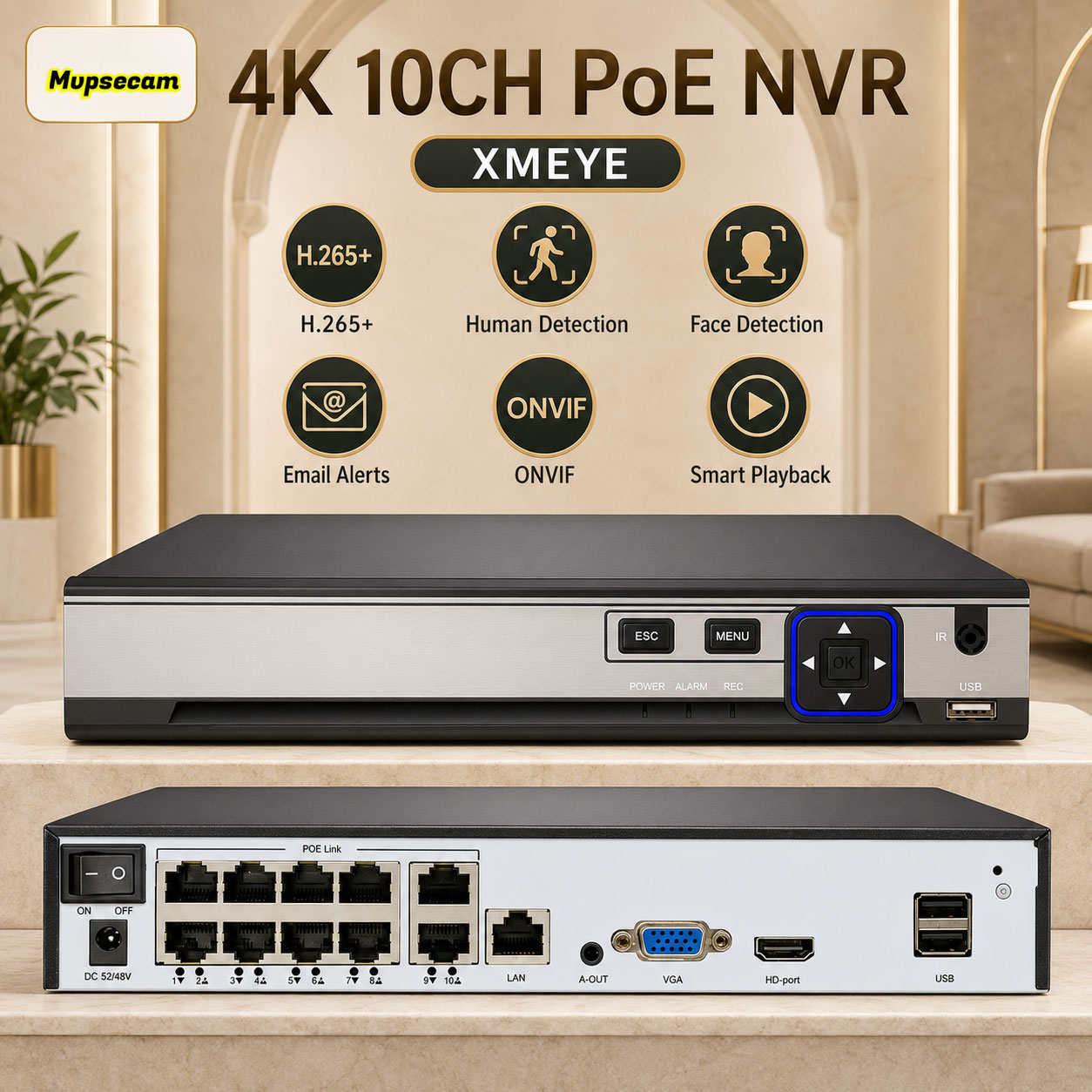 Cctv Nvr System 8 Channel 4K Poe - NVR POE XMEYE 10CH 8 Canali