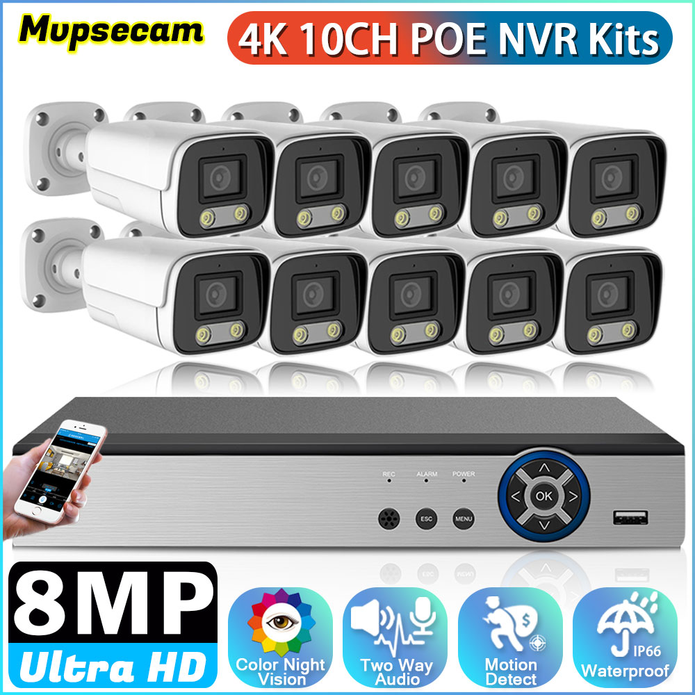 Poe Security Camera 8Mp 4K - 10CH 8MP HD videosorveglianza telecamera IP