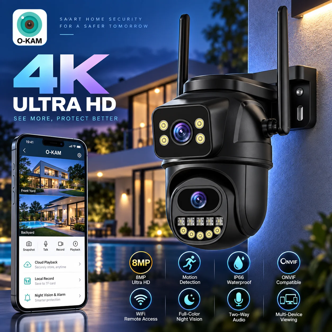 Ip Camera 4K 8Mp Outdoor Ptz - Telecamera di sicurezza PTZ da esterno