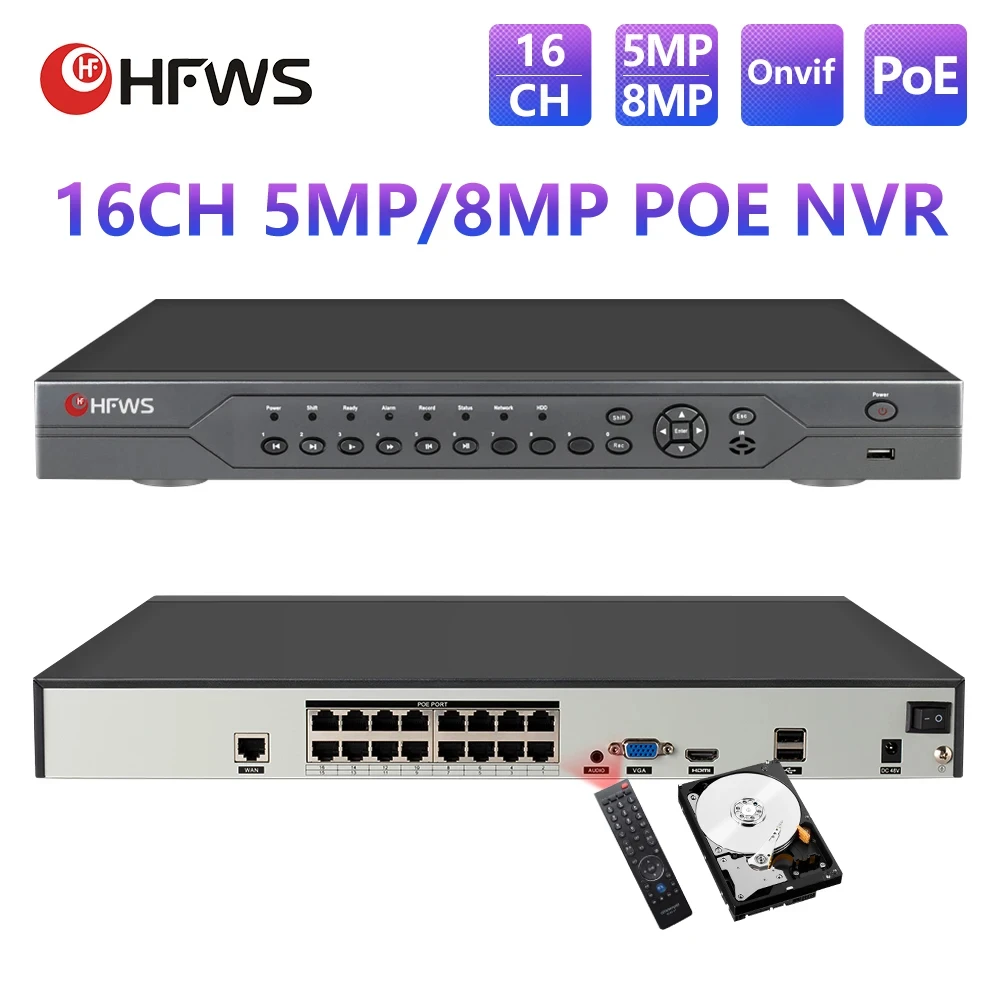 Nvr 16 Channel 4K H265 - HFWVISION 16CH 8MP 4K CCTV Registratore