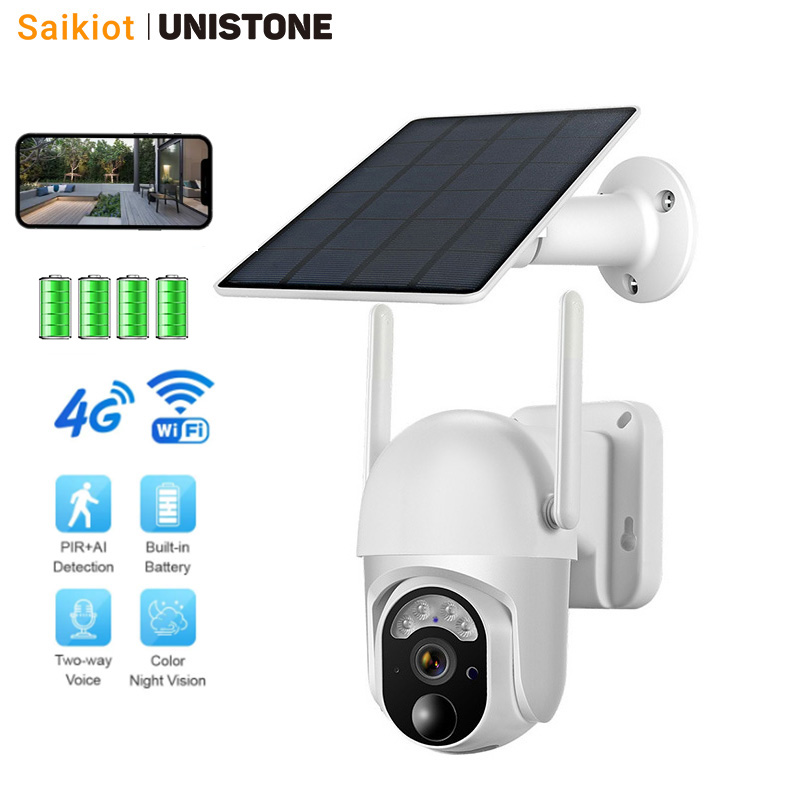 Security Camera System Solar 4G - Saikiot Telecamera Solare 3MP 4G WIFI