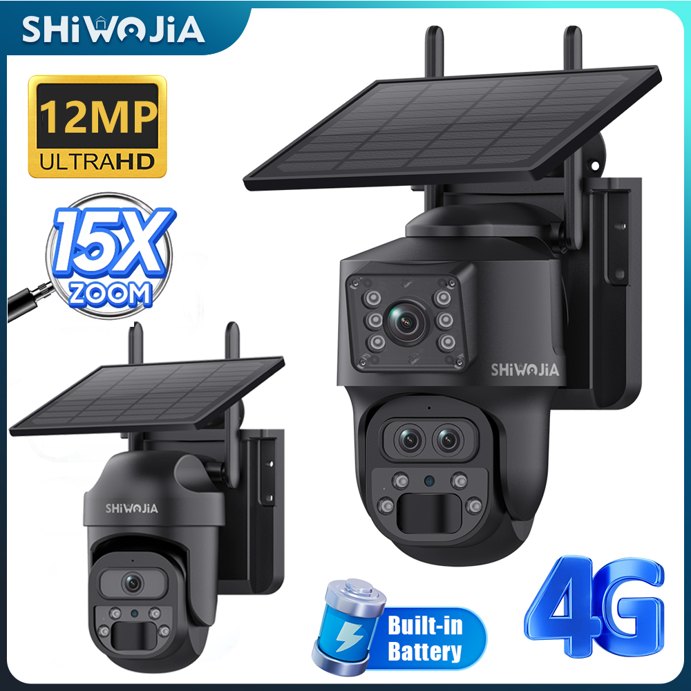Security Camera System Solar 4G - SHIWOJIA 15X ZOOM Telecamera solare 4G