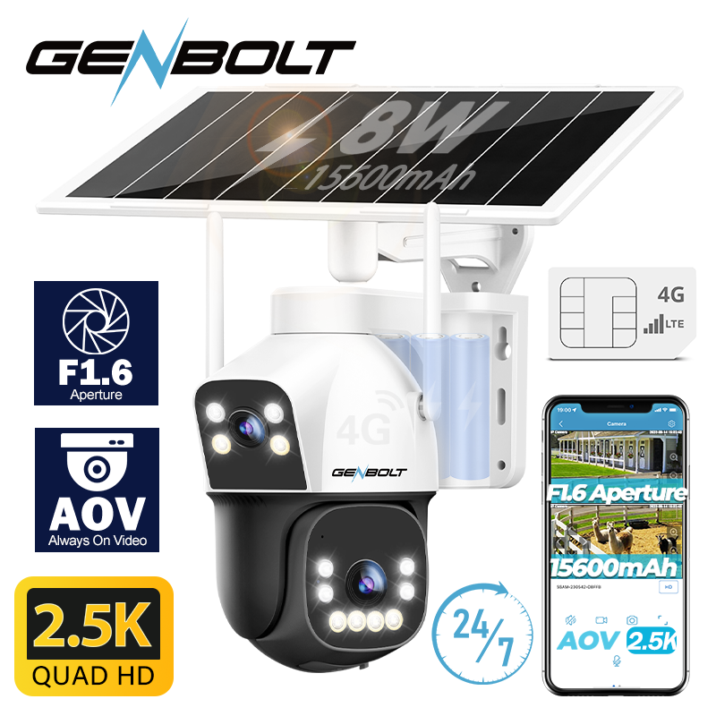 Security Camera System Solar 4G - GENBOLT 4G AOV Telecamera di sicurezza