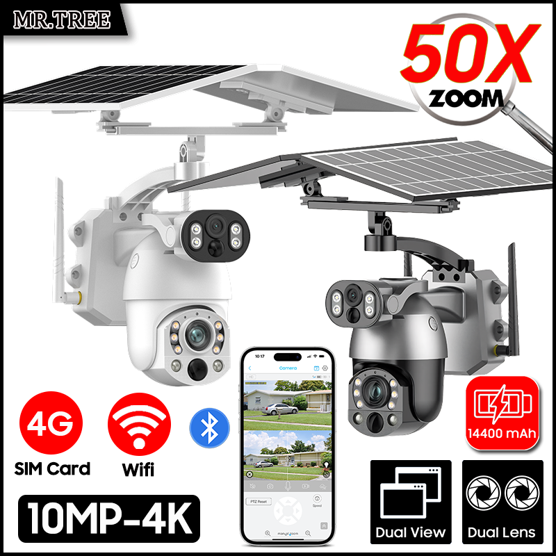 Security Camera System Solar 4G - 4K 50X Zoom ottico Doppia lente