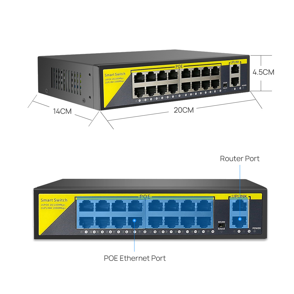 Switch POE 16CH 2 porte Ethern - Nvr Poe Switch 16 Port recensione e prezzo