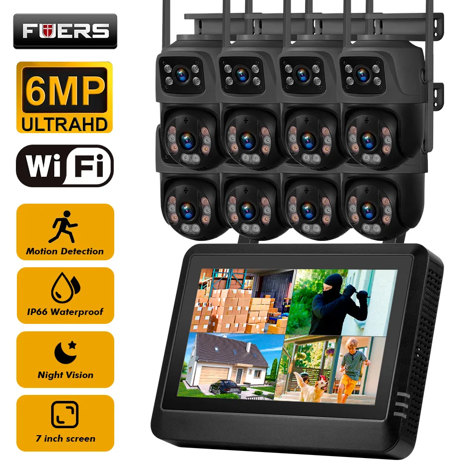 FUERS Schermo NVR da 7 pollici - Cctv Camera System 8 Camera Wireless recensione e prezzo